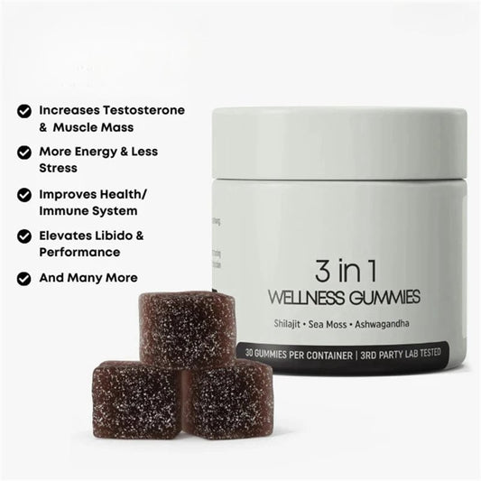Cured 3 in 1 Shilajit Gummies for Men Body Supplement